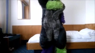 Under the cute Wolf is a locked Kinkster