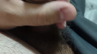 Cum with me: furry bear busts a nut on the bed
