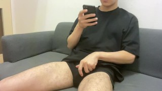 #54 【大学生のルーティンオナニー１１】パンツの上からいじって勃起したちんぽをシコシコしました