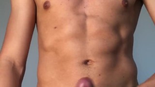 YOUNG BIG UNCUT COCK STROKING LEAD TO A HUGE CUMSHOT