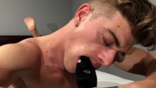 pornstar Dillon Roman plays with feet