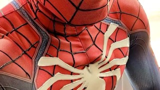 exhibitionist spiderman cums from hotel window 💦