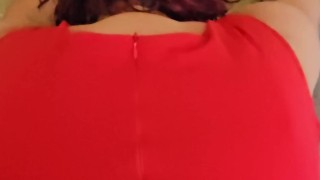 MILF amateur fucked doggystyle on the stairs before pulling out on her ass!