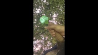 Big hairy cock twink jerk off in the woods third cum shot load of the day