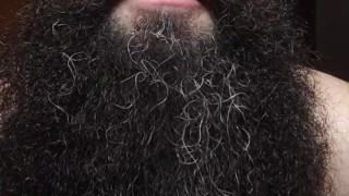 Bearded and hairy guy playing alone with his dick
