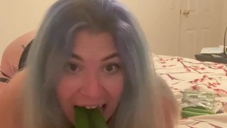 Horny milf insertions cucumbers