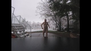 Me Stripping, Rolling in Snow, Shaking Dick in Cold Weather