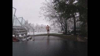 Me Stripping, Rolling in Snow, Shaking Dick in Cold Weather