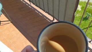 TATTOOED GUY MASTURBATES & CUMS ON THE BALCONY! 🥵🔥💦