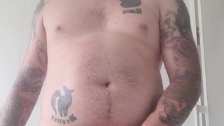Tattooed guy blows a load for you