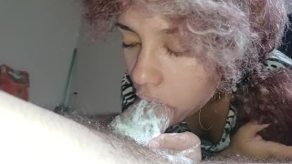 ebony teen slut who stuffed her throat in the dick until the creampie came out until she gagged🥛😋