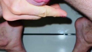 Hot twink cumming on kitchen floor with girlfriend next door