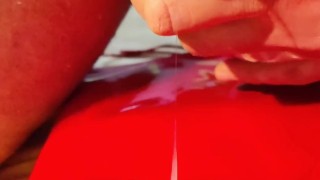 Slowmo cum on red boots