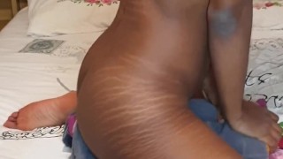 Ebony goddess pillow humping with lots of moaning