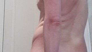 Wanking my throbbing cock and fucking my ass with a dildo until I shoot my load.