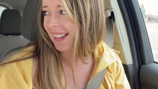 Thankful for my raincoat cuz my pussy is POURING! Rainy day Starbucks Drive Thru with my LUSH!!