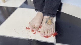 foot fetish with fruit