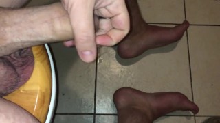 Playing with my thick uncut cock