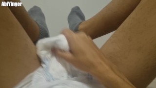 ABDL Diaper Boy Cumming In HIs Diaper POV