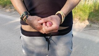 Risky Outdoor Big Cum, Solo Man, Jerk Off, Close Up, Dick Masturbation, Amatorial