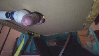 Huge Orgasm from Hitachi Wand with Milking Table