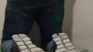 Anal dildo in the shared hallway while my neighbors are having a blast