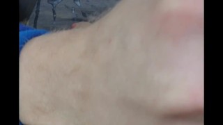 Cumshot in car while driving home