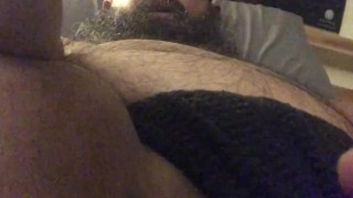 FTM Bear Chub plays with G spot toy