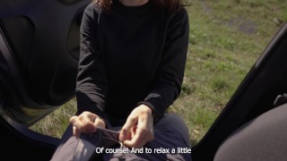 Horny teen sucked and swallowed me on our road trip - Amateur POV