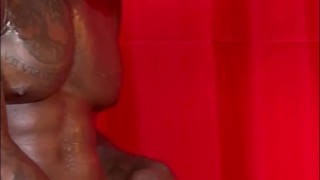 OILING UP MY BIG BLACK COCK FOR A PHOTO SHOOT