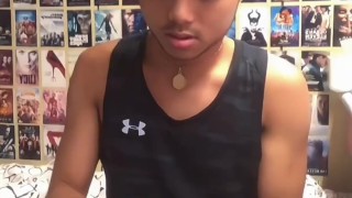 Asian boy tried masturbator and cock rings