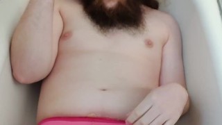 Piss slut loves pissing on themself