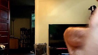 Hot guy drops a load on foot sole and licks it clean