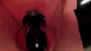 Latex Rubber Slave having hardcore sex with fuck machine