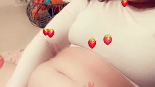 Goth chubby nerd girl plays with her tight fat pussy