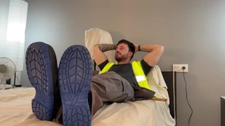 Builder foot domination joi