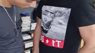 Horny boys have a hot smoke and wank session