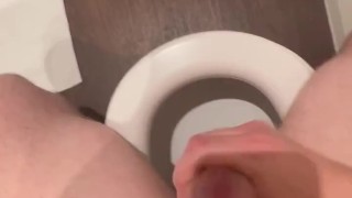 Boy sneaks away from family and cums into toilet