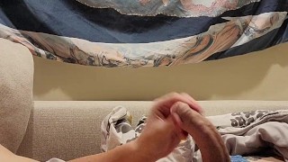 stroking my cock till I cum in my boxers