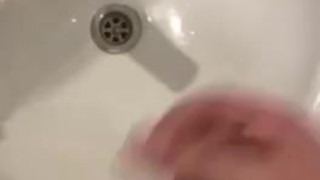 Cumshot in the bathroom