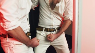 A handsome guy masturbates in front of a mirror. I finish loudly and fill the mirror with my sperm.