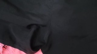 Cum on her panties and nike shorts after her workout