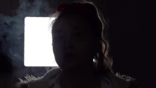 Shadow play while I light a cigarette. Alternative video, by long blonde hair girl