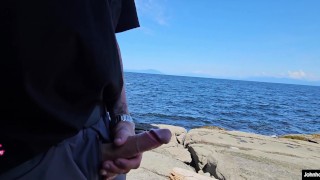johnholmesjunior shows his big huge massive white cock to people at nanaimo public beach