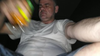 emptying bottle of piss on under armour clothes
