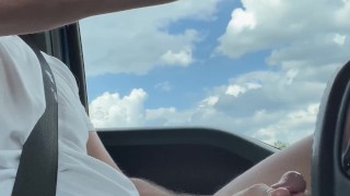 Huge cumshot in the car