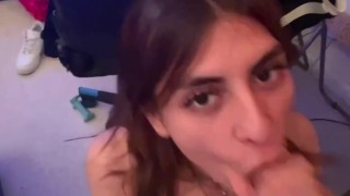 teen twink sucks step brothers dick while parents are home