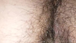 Spreading hairy ass and masturbating