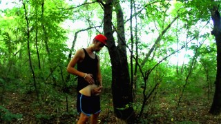 7 minutes fast intense huge dick jerking off in the evening woods