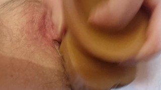 Secretly playing with my dildo whilst hubby is